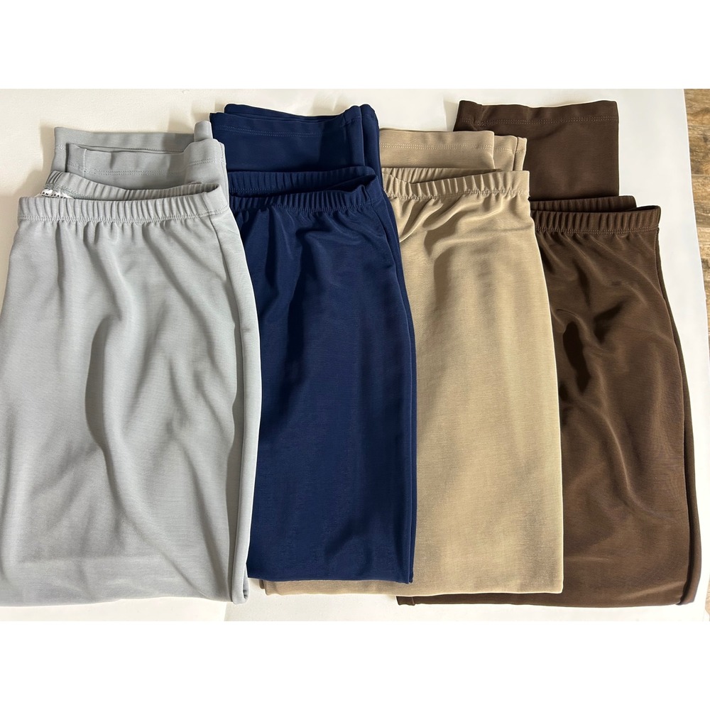 Susan Graver Essentials Liquid Knit Pants Bundle 4 Pack Petite 1XP Multi Color